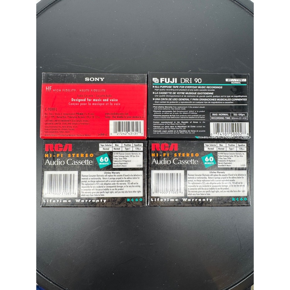 Sony HF 90 Fuji DR-I 90 RCA Hi-Fi Stereo Audio Cassette Tapes Sealed Lot of 4NOS - Picture 2 of 6